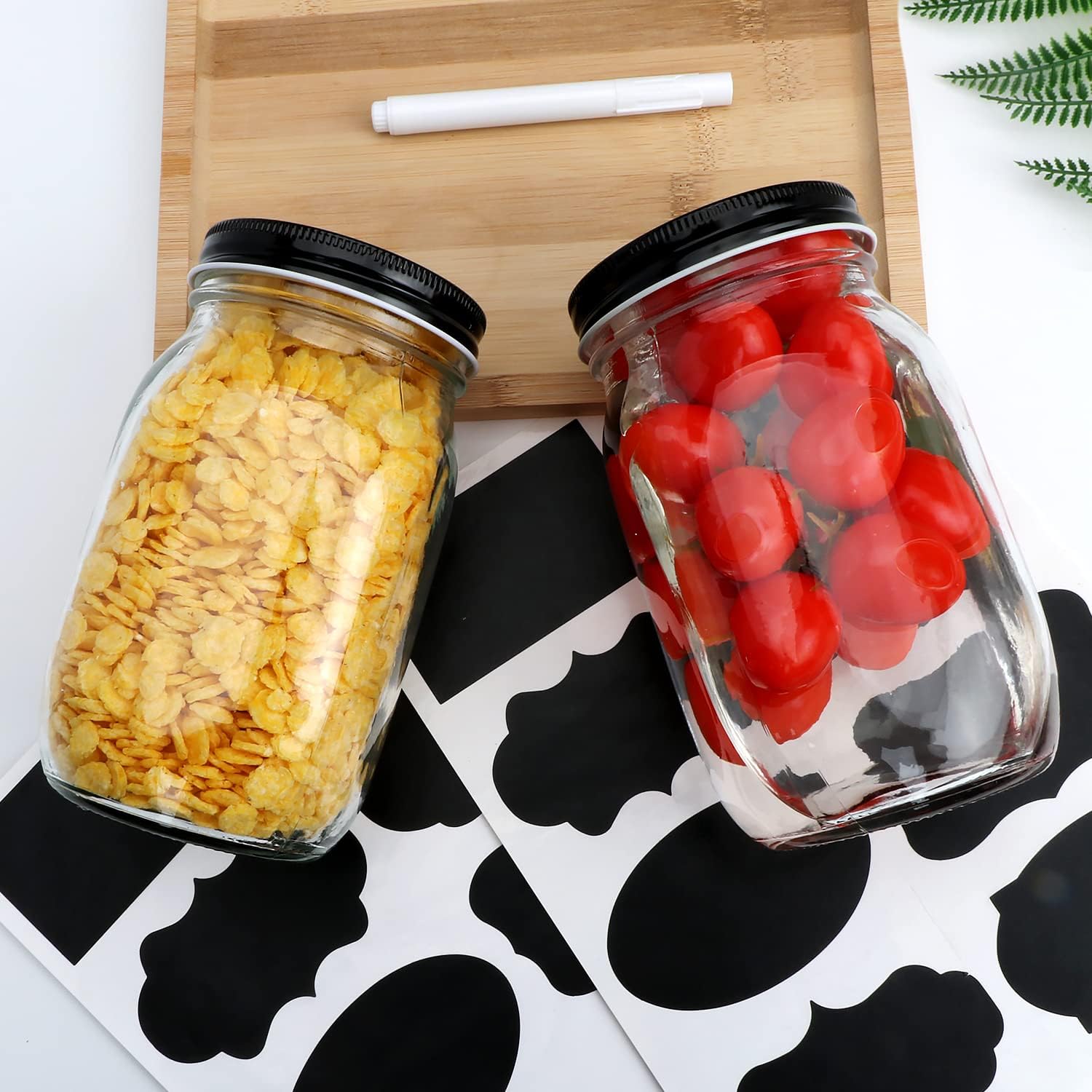 QAPPDA 32 OZ Glass Jars with Lids Set of 12