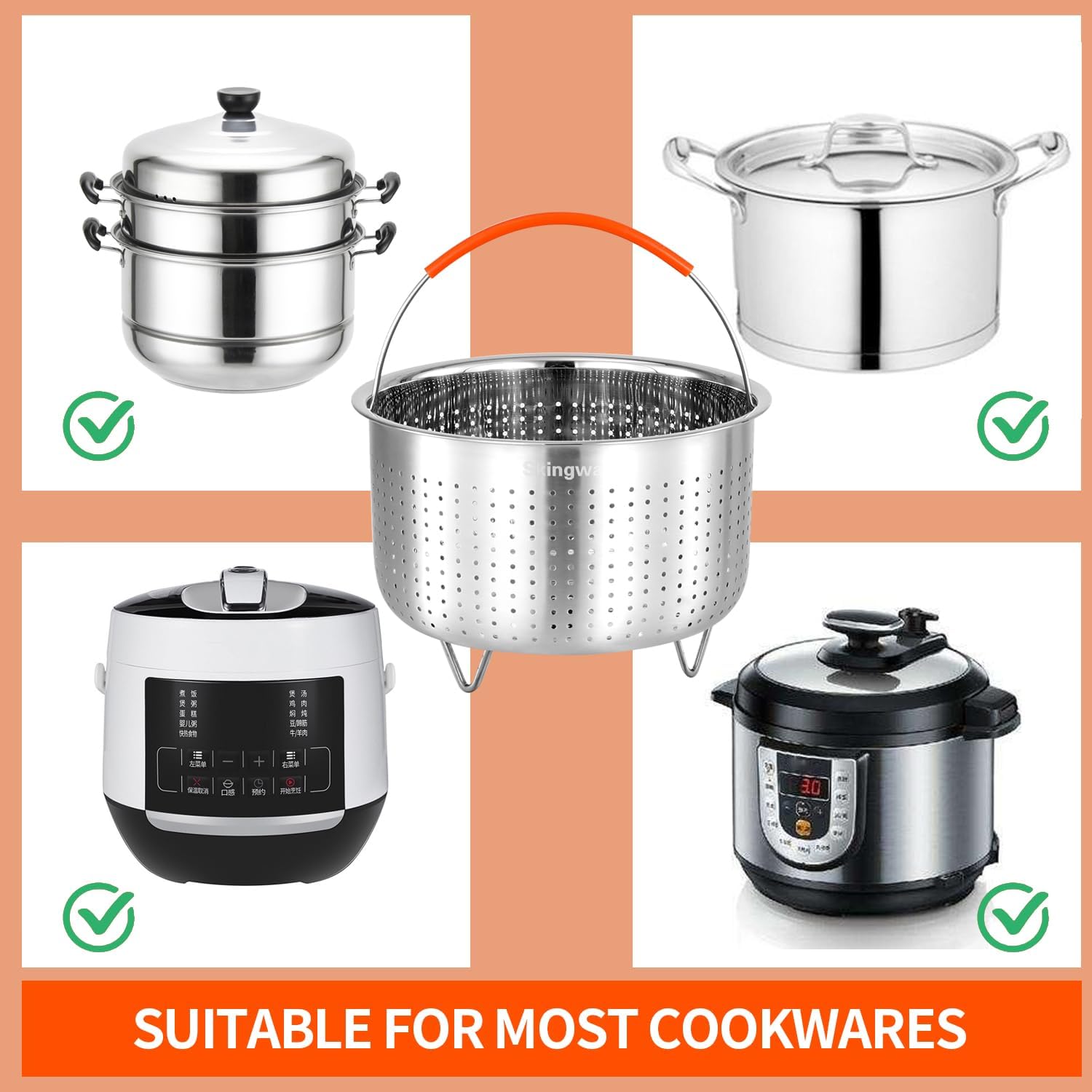 Skingwa 3Qt Stainless Steel Steamer Basket for Instant Pot