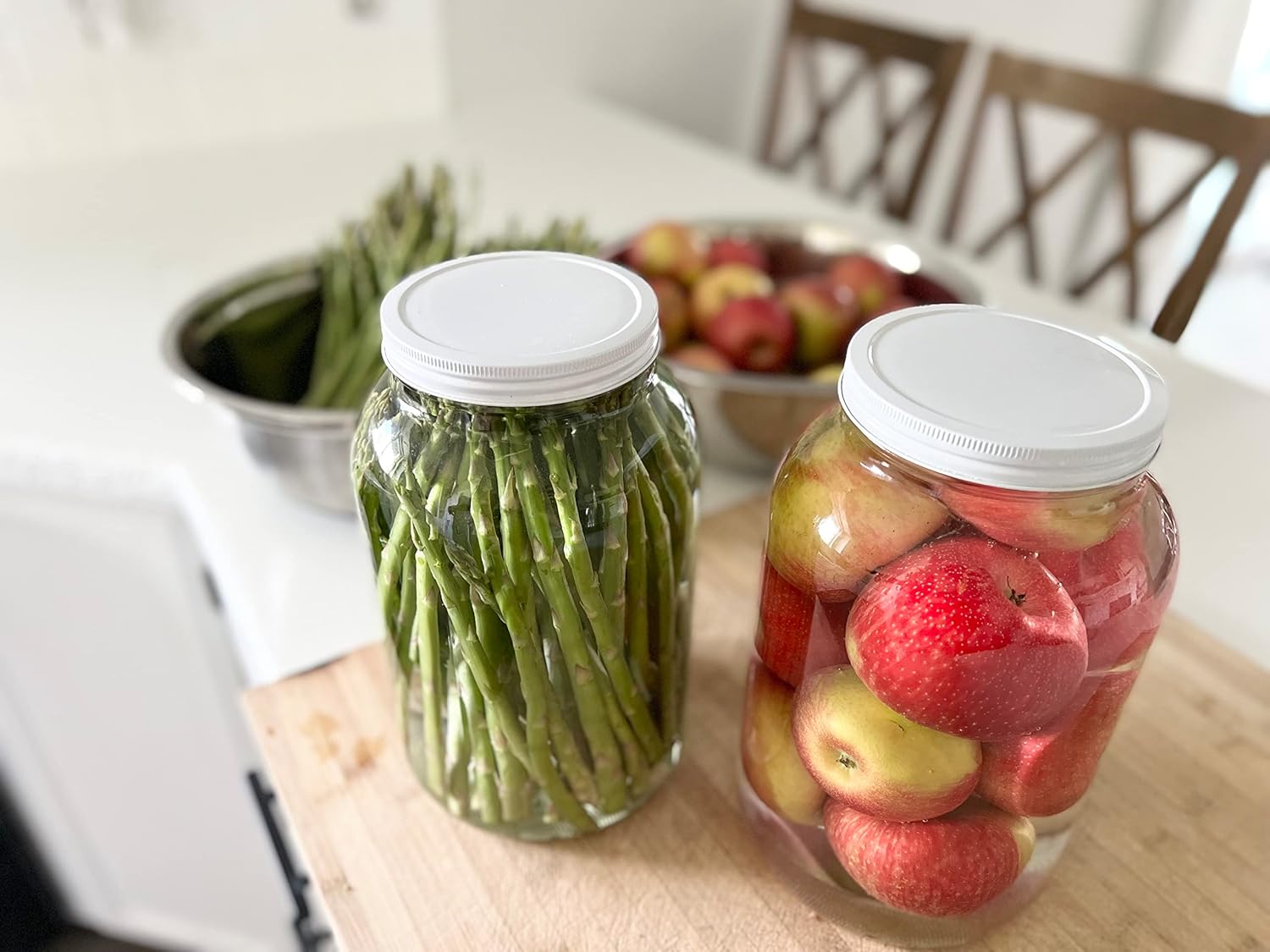 Kitchentoolz 1 Gallon Glass Mason Jars with Metal Airtight Lids 4-Pack