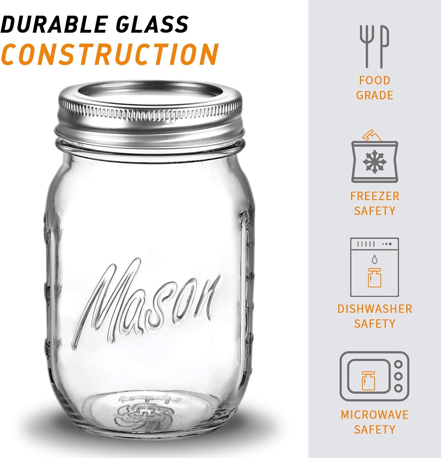 6-Piece 16-Ounce Mason Jars with Lid