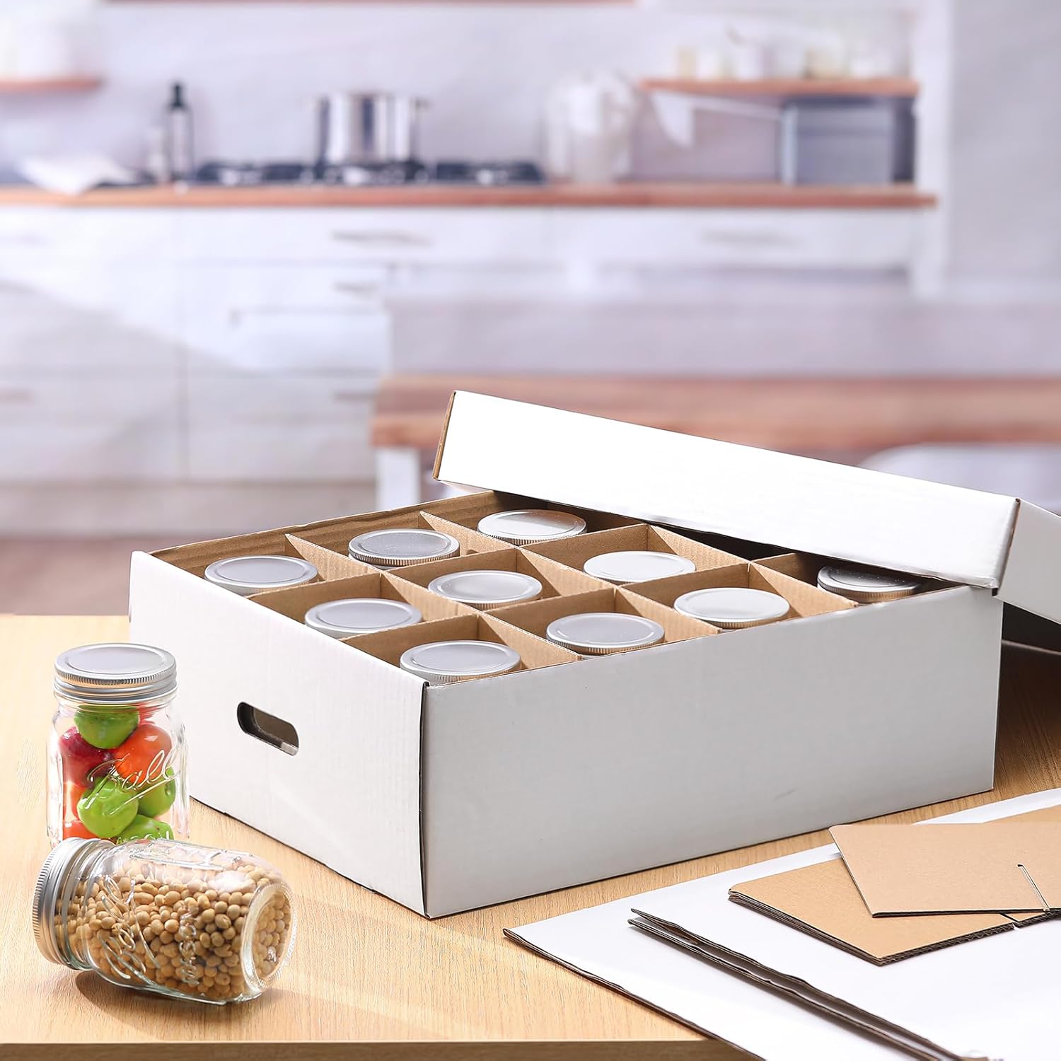 Menkxi 6-Piece Mason Jar Storage Box with Handles