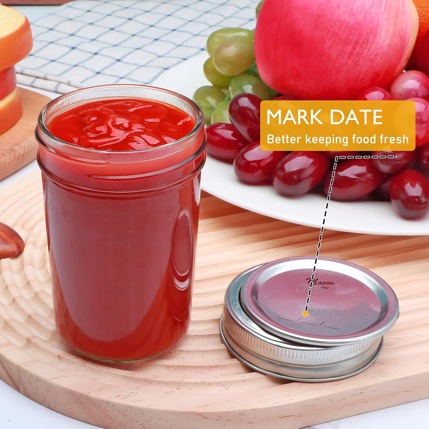 Woaiwoq 8 oz Mason Jars 30 Pack with Airtight Lids