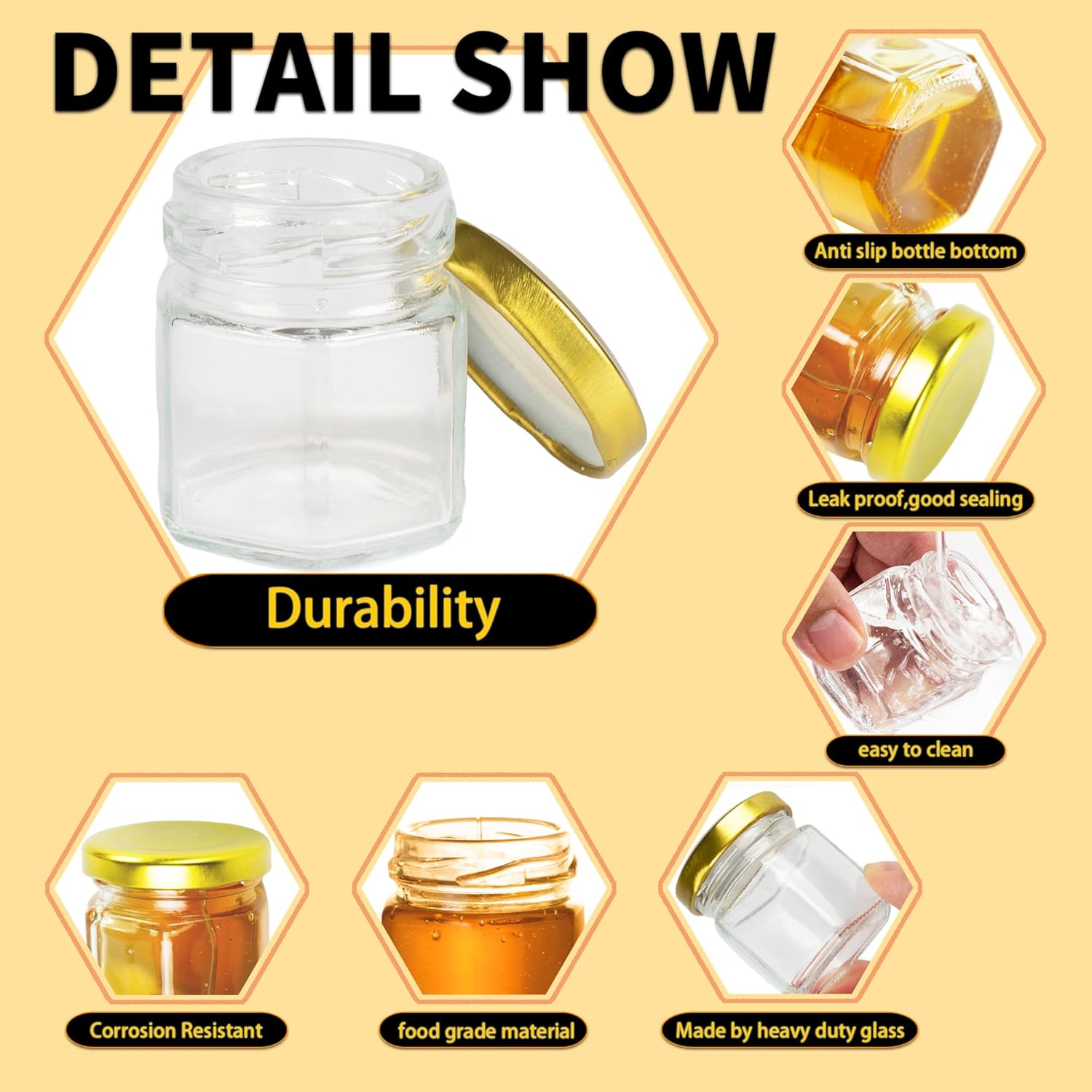 Elegant 15oz Glass Jars with Gold Lid for Cooking Gifting