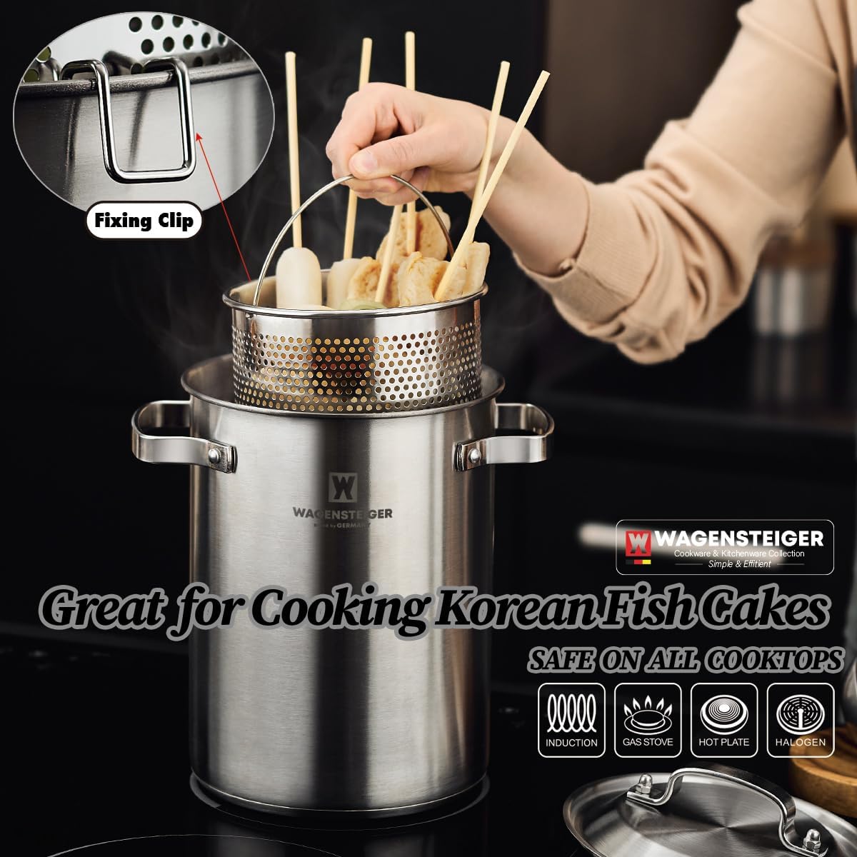 WAGENSTEIGER Premium Stainless Steel Asparagus Steamer with Spaghetti Stovetop Cooker