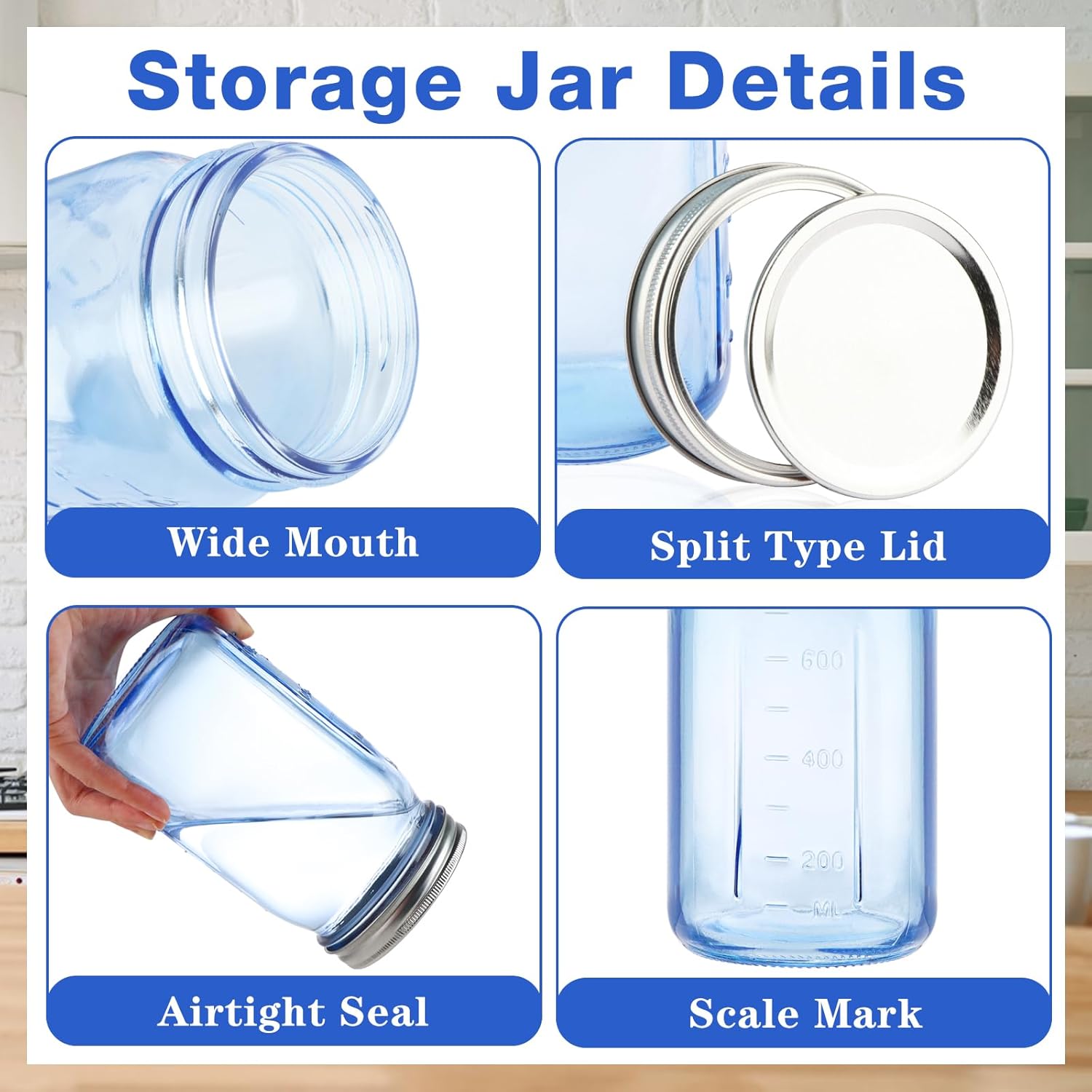 Sturdy 6-Pack Mason Jars for Fermenting Storing