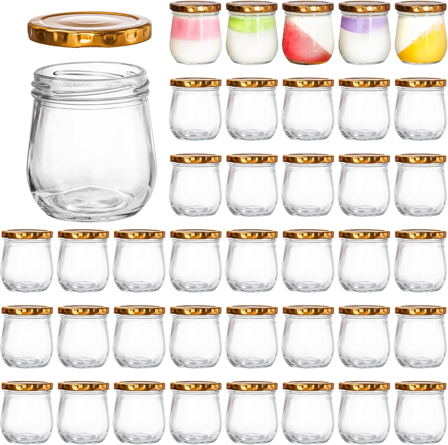 40 Pack Clear Glass Mason Jars with Airtight Lids 6 Oz