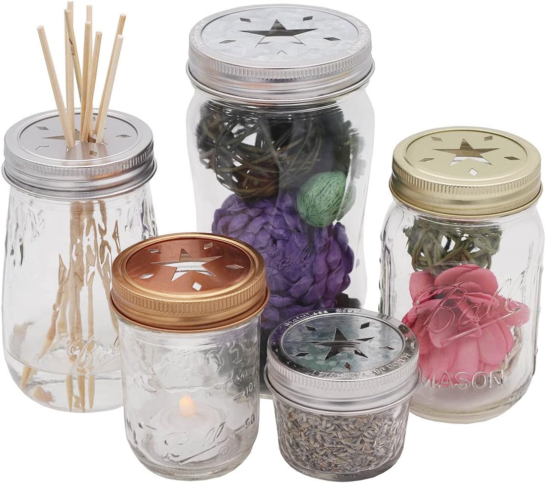 Star Cutout Galvanized Metal Lid Inserts for Mason Jars 10 Pack