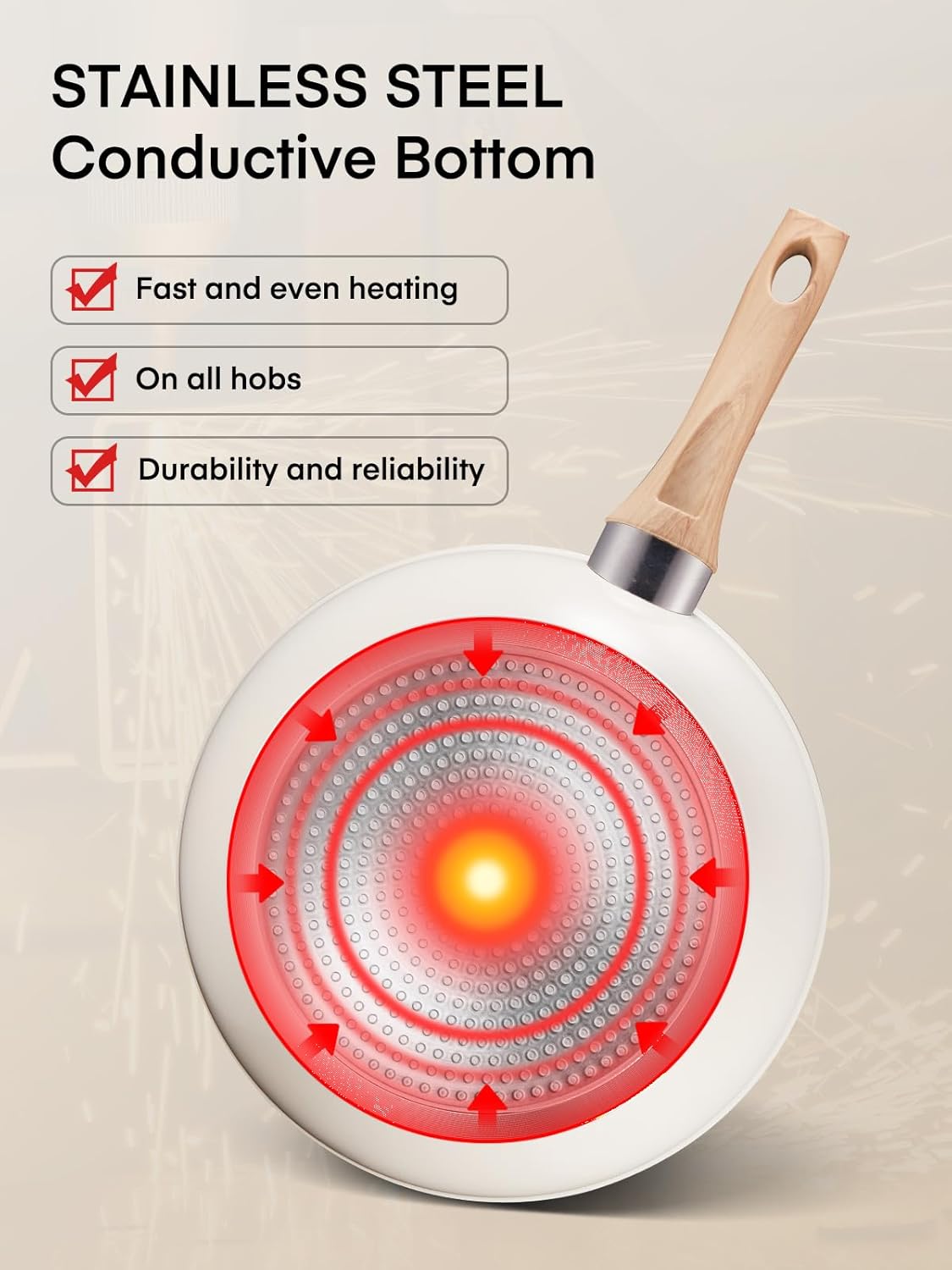 FOHERE 15-Piece Cookware Set Durable Kitchen Cooking Non-Stick Eco-Friendly