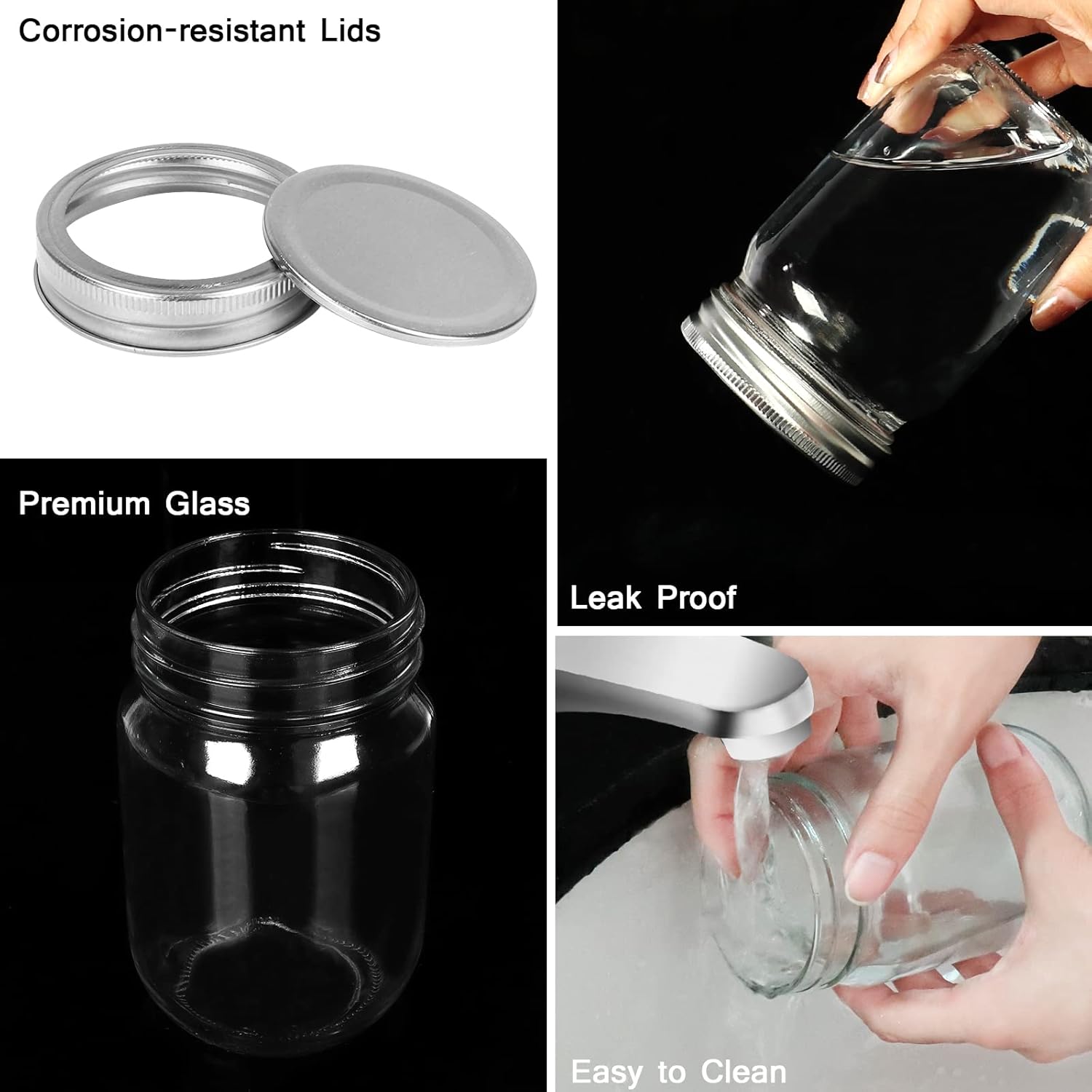 20-Piece 12oz Glass Mason Jars with Silver Lids