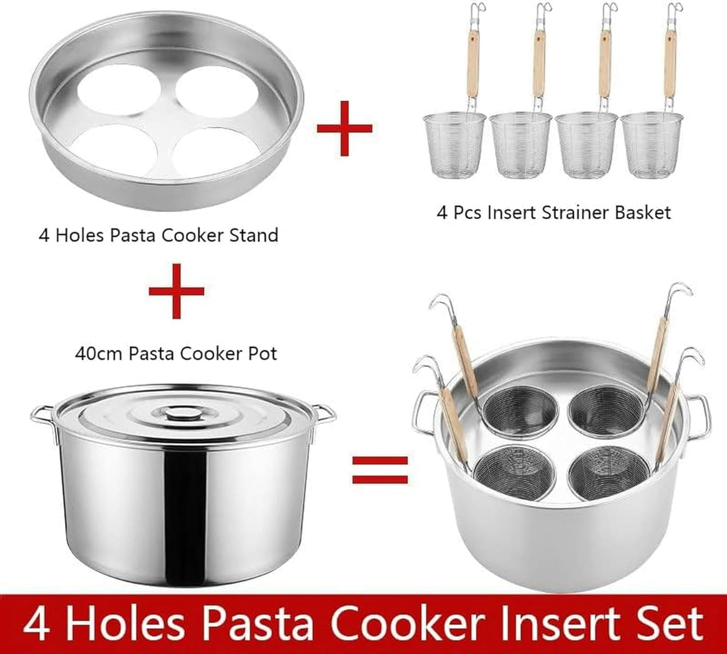BINGWANG Multipots Pasta Cooker Set with 4 Holes
