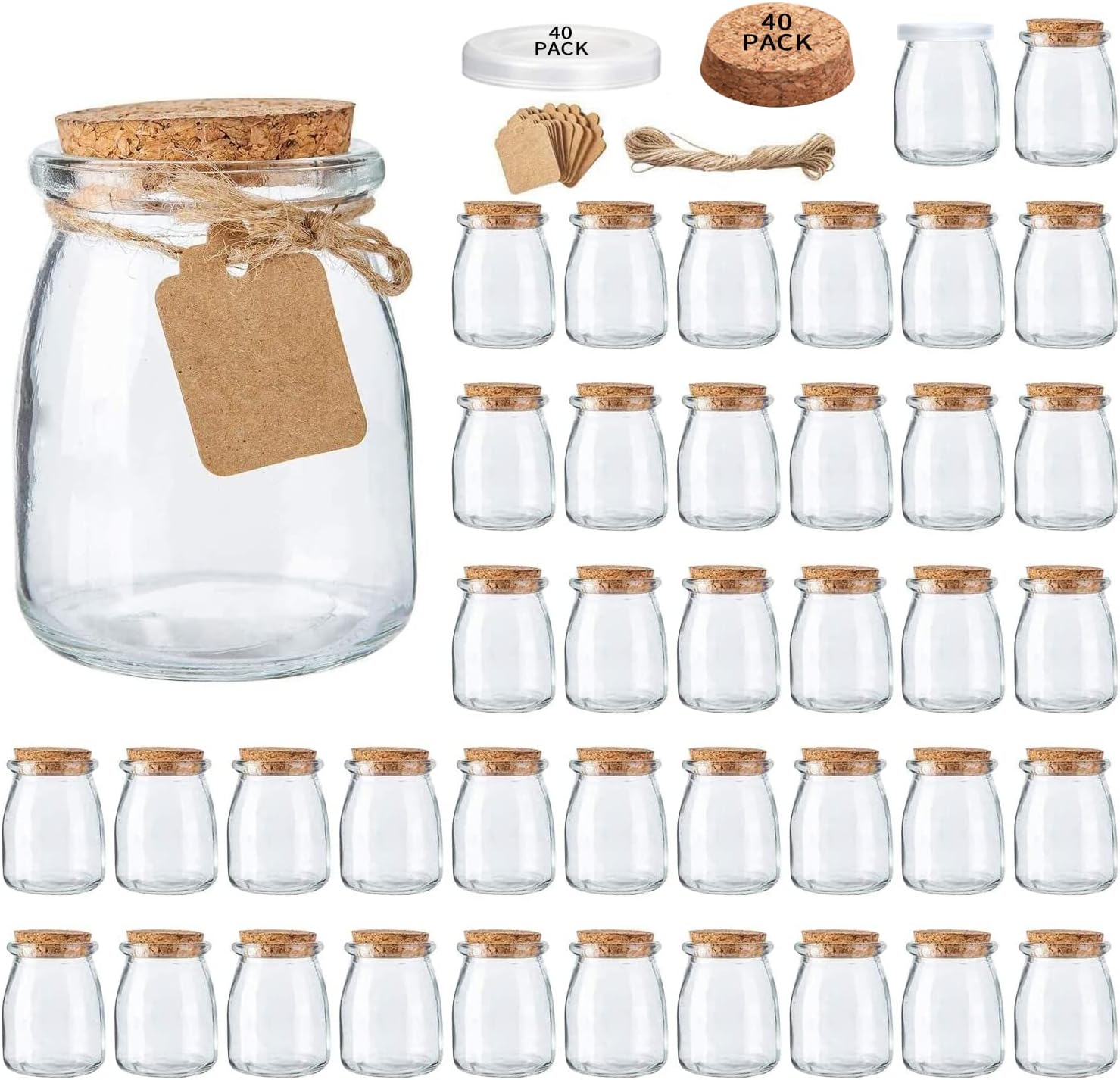 Brajttt Mini Glass Jars Set 40PCS 7oz Perfect for Storage PreserveNature