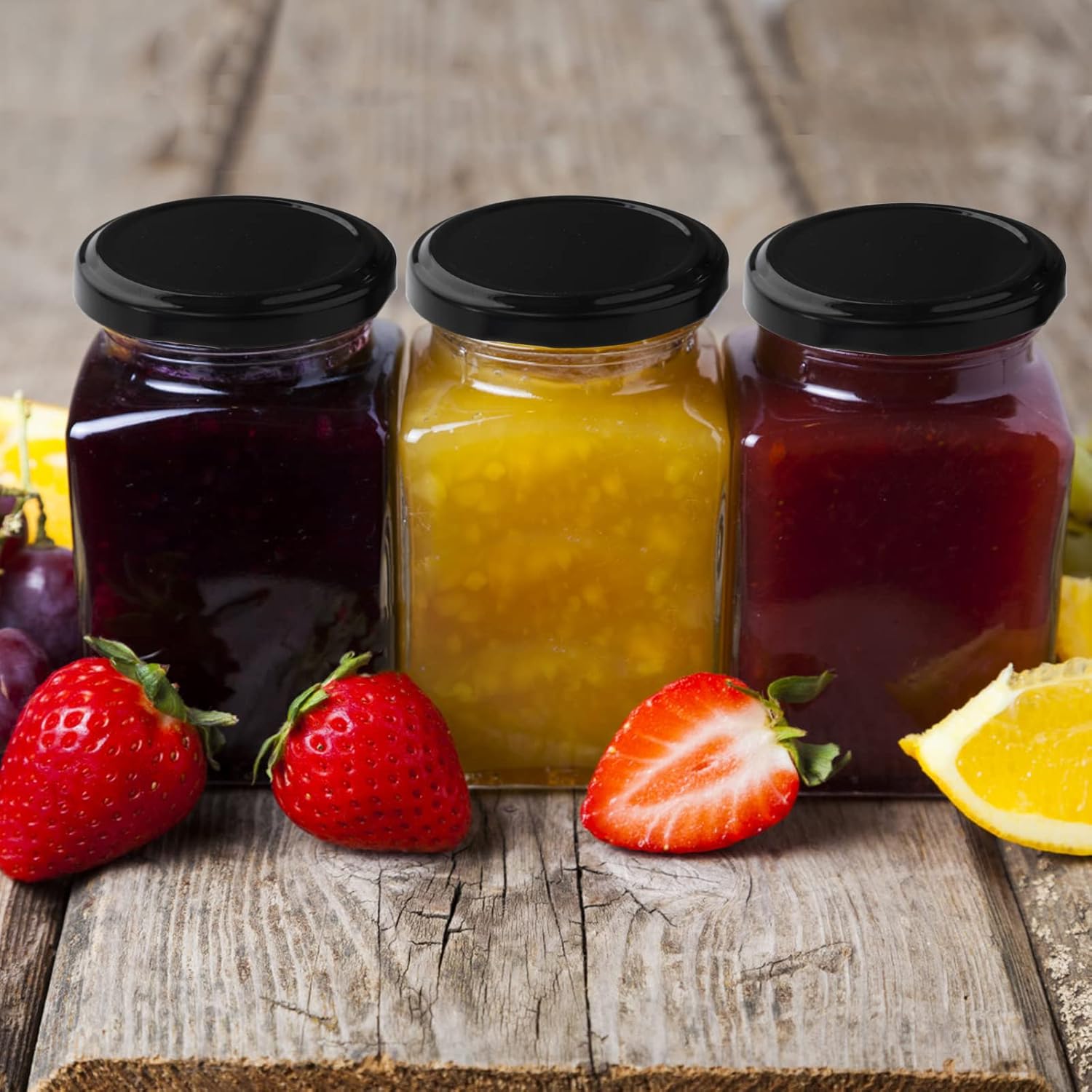 Premium 15-Piece Square Glass Jars for Jam Spices and Crafts