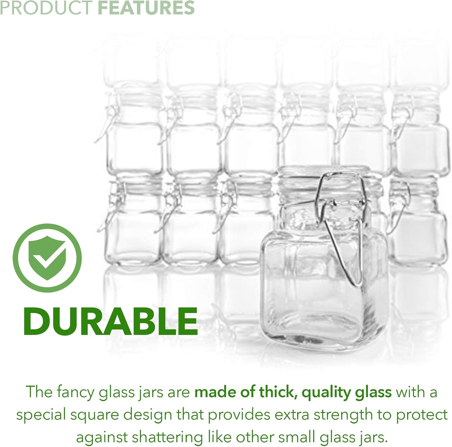 Small Square Glass Jars with Airtight Round Lids 12 Pack