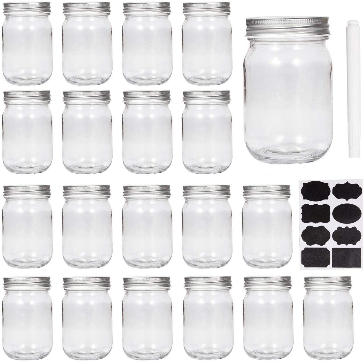 Accguan Mason Jars Set of 20 12oz Wide Mouth Spices Jars
