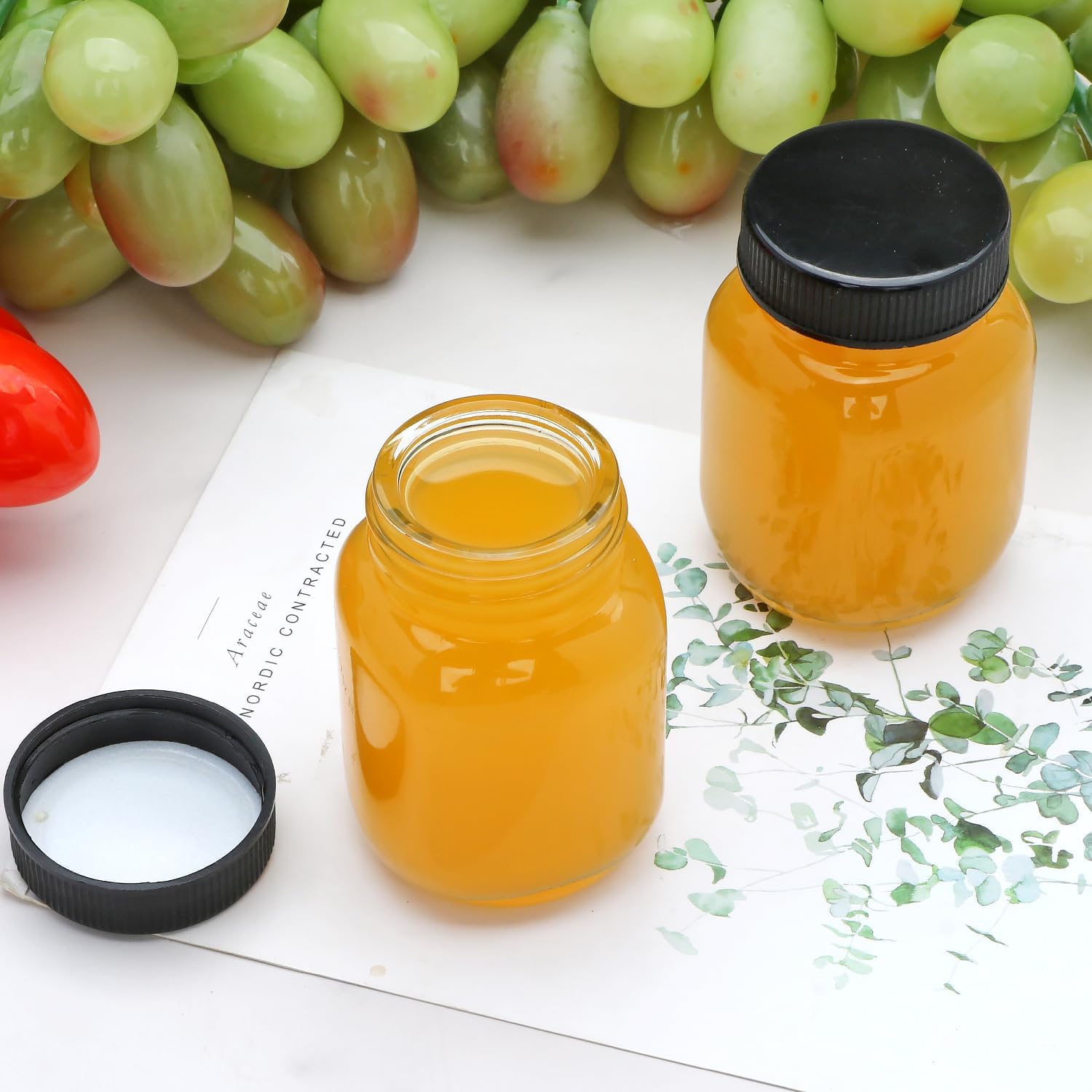 QAPPDA 2oz Mason Jars Set of 48 Glass Spice Jars with Black Lids