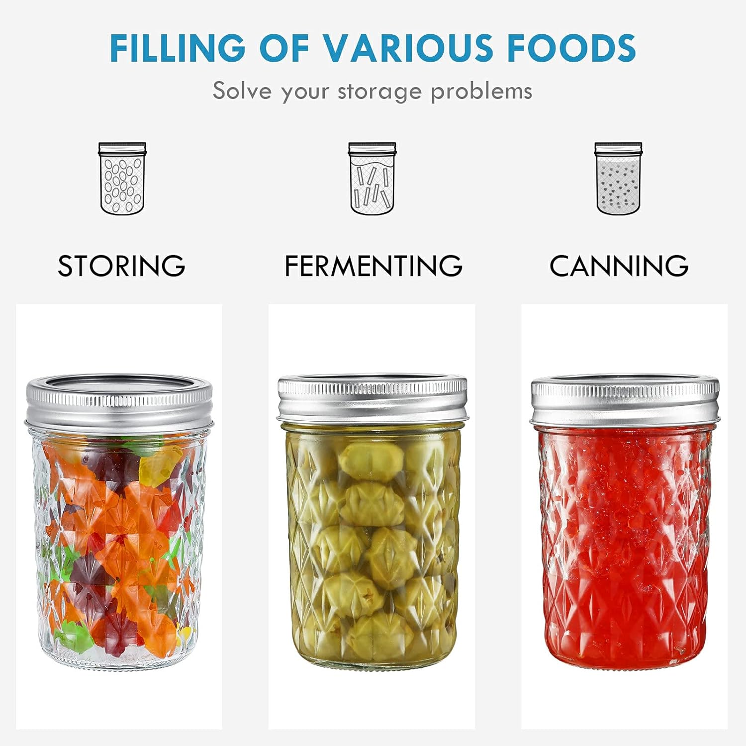 Yeboda 12-Piece Mason Jars Set