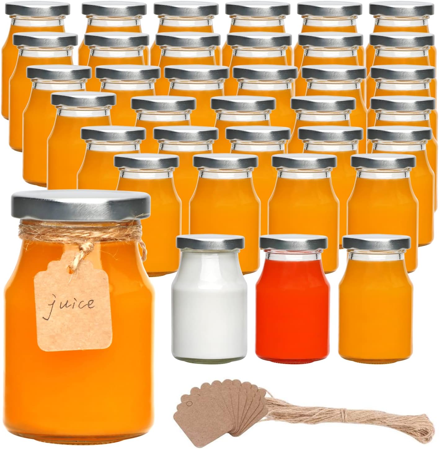 Accguan 6oz Glass Milk Bottles for Hiking Travel Special Gifting 36-Pack