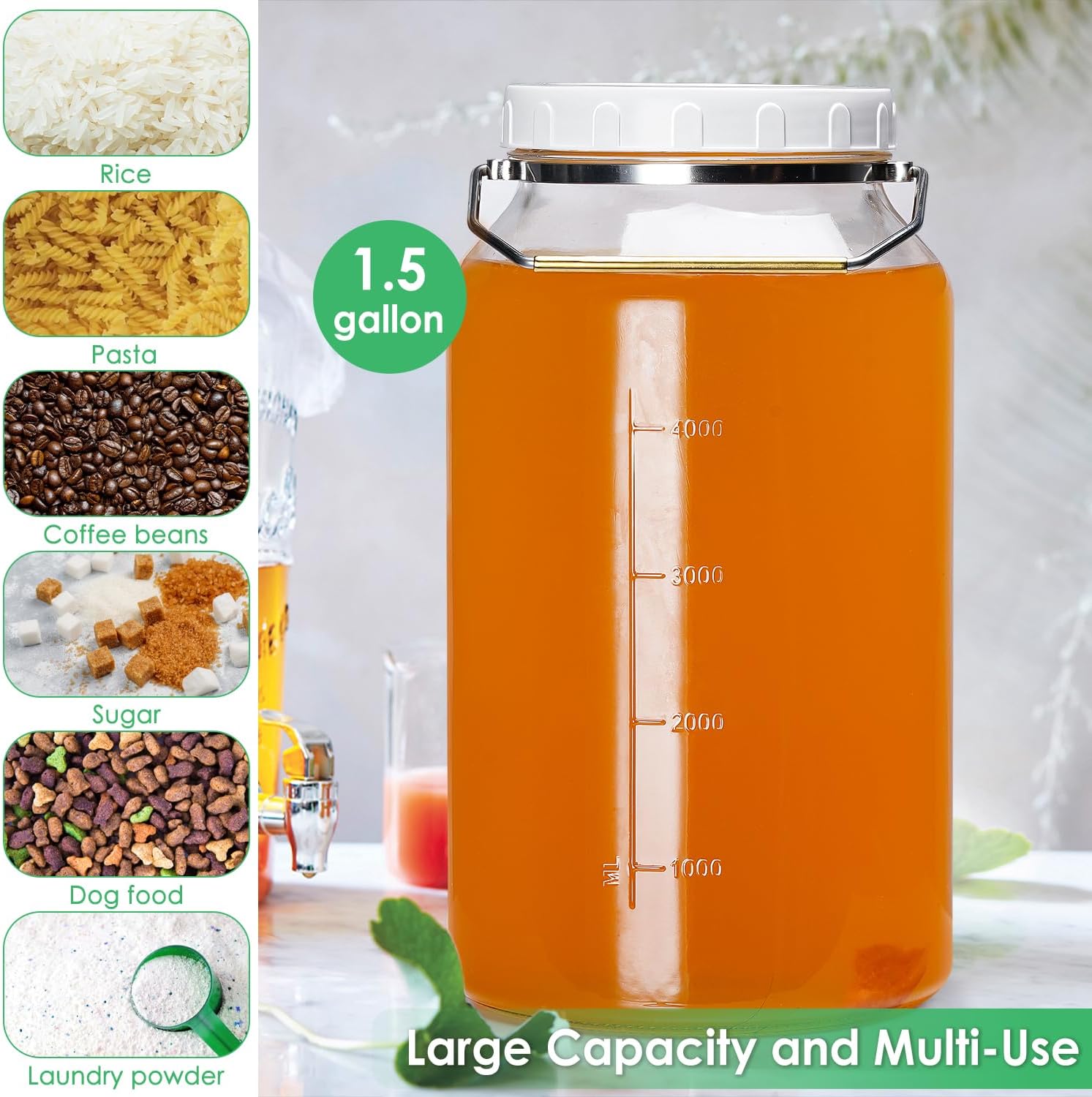 Robust 15 Gallon Glass Jar for Kitchen Storage