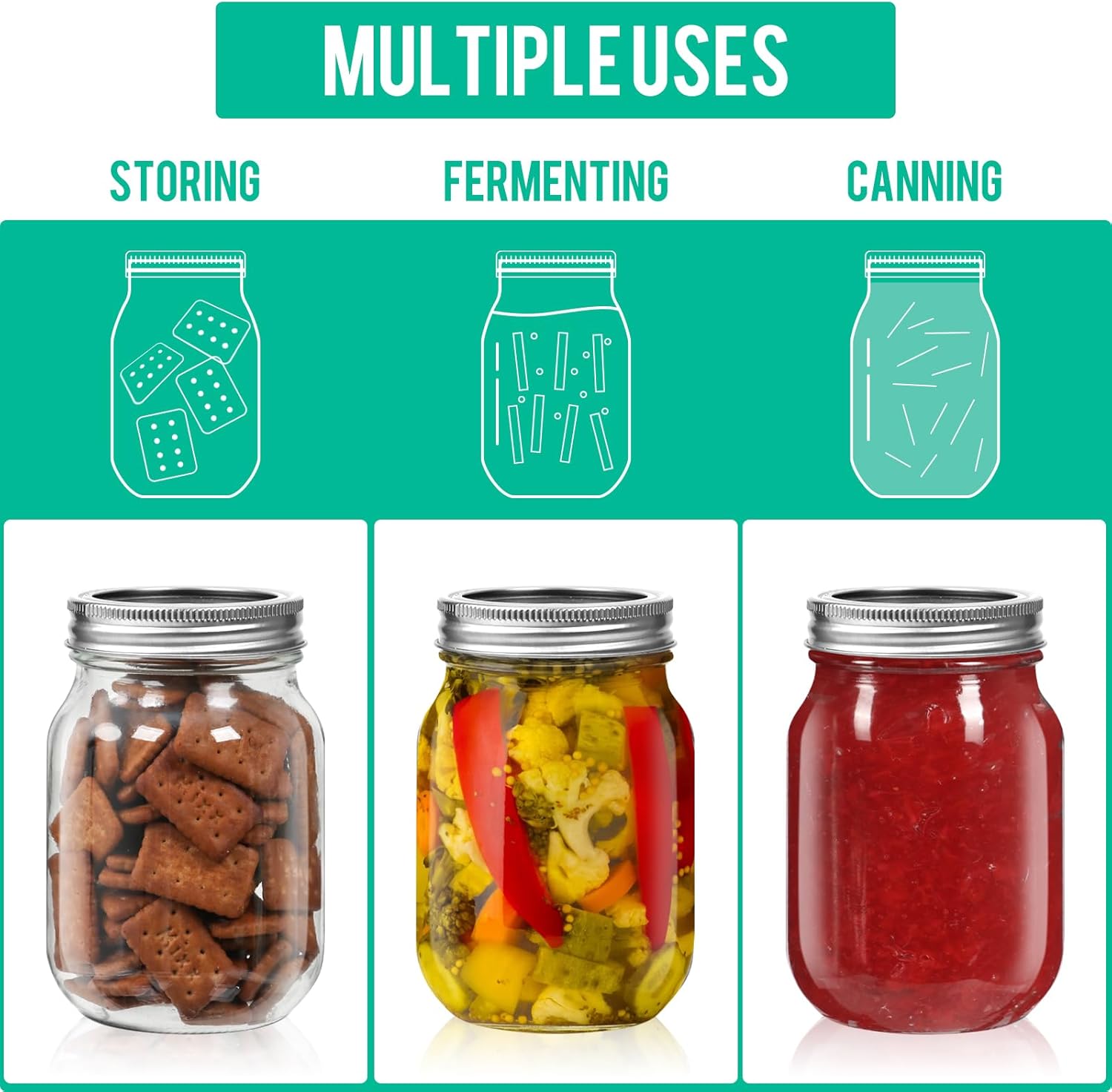 CAKKVDE Mason Jars 16oz
