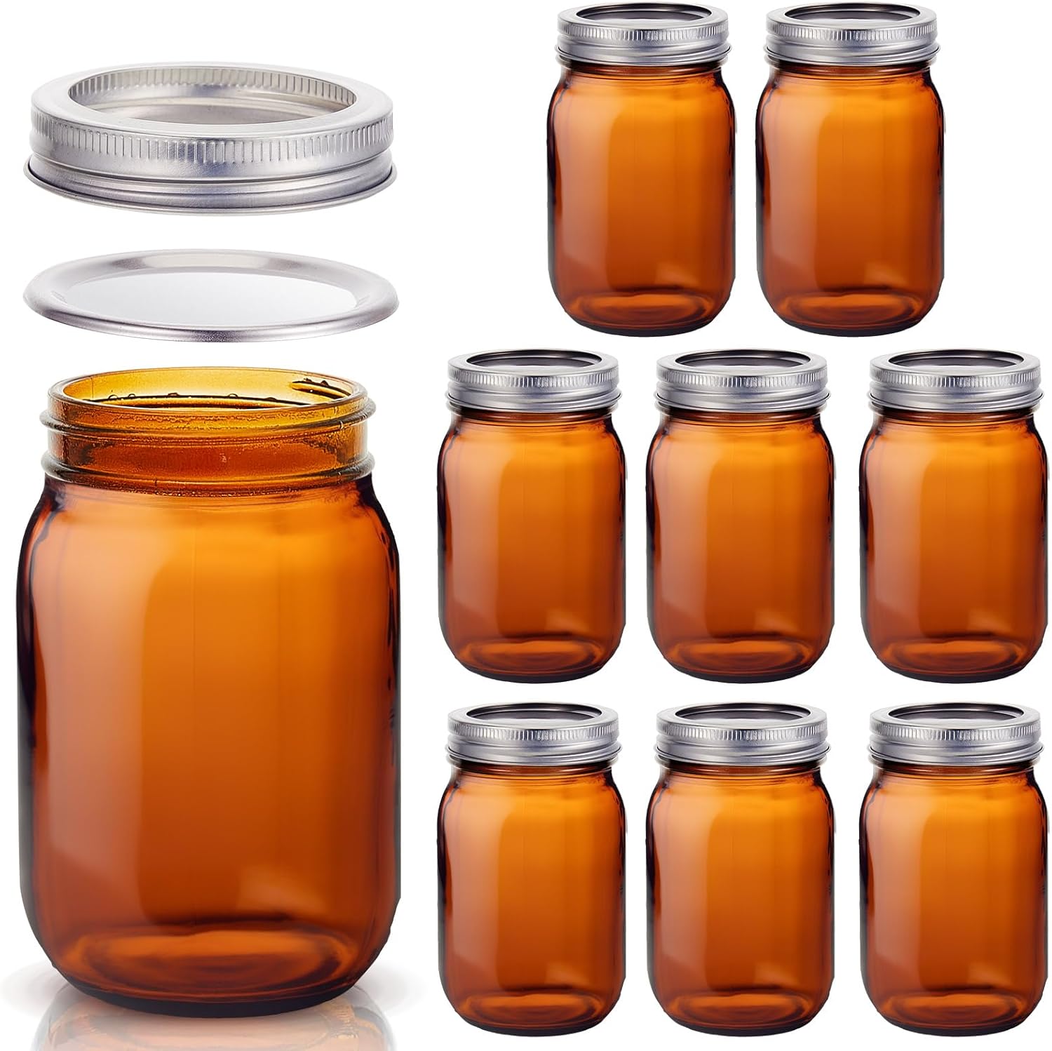 Norme 8-Piece Airtight Glass Mason Jars Set