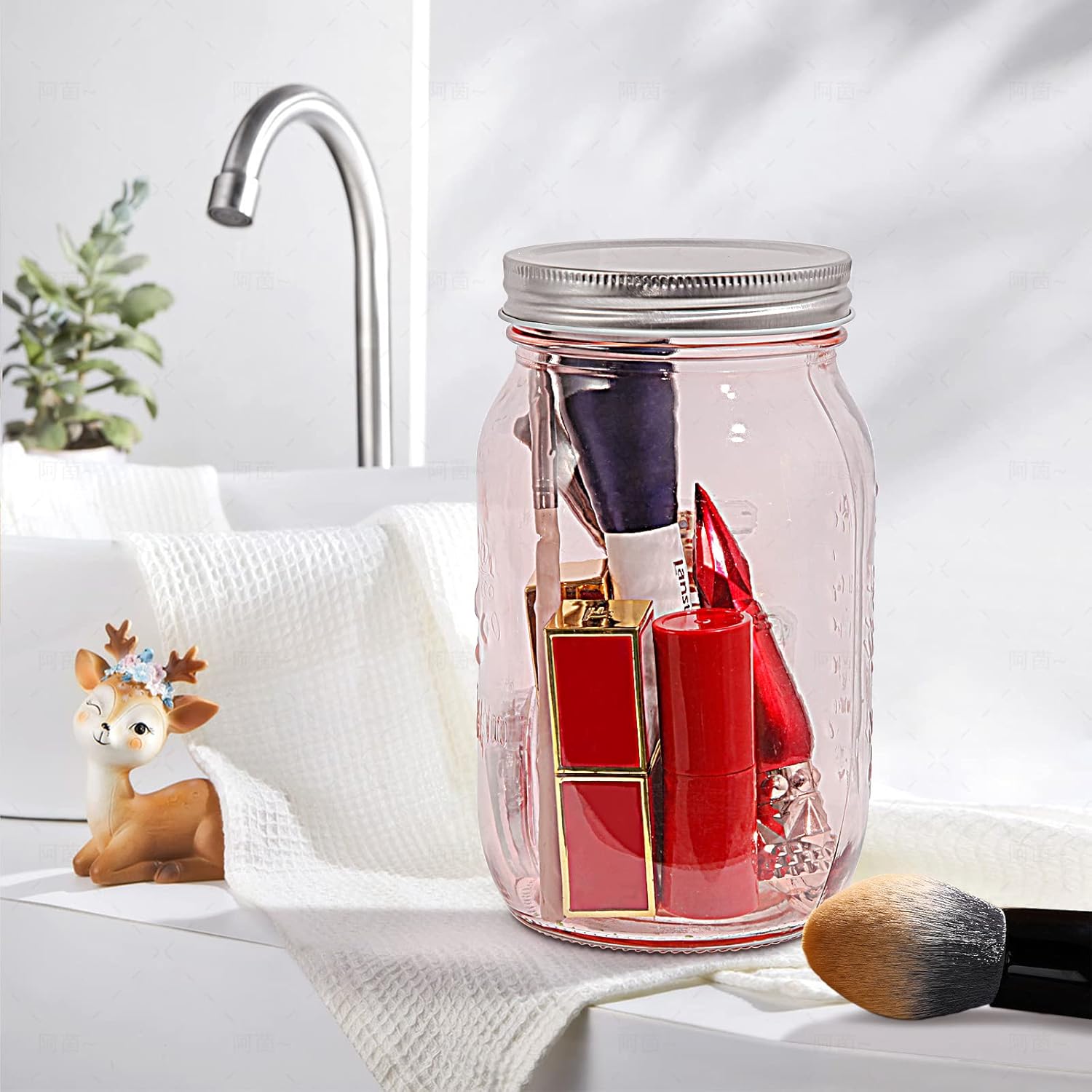 Amzcku Rose-Pink Mason Jars 6-Pack