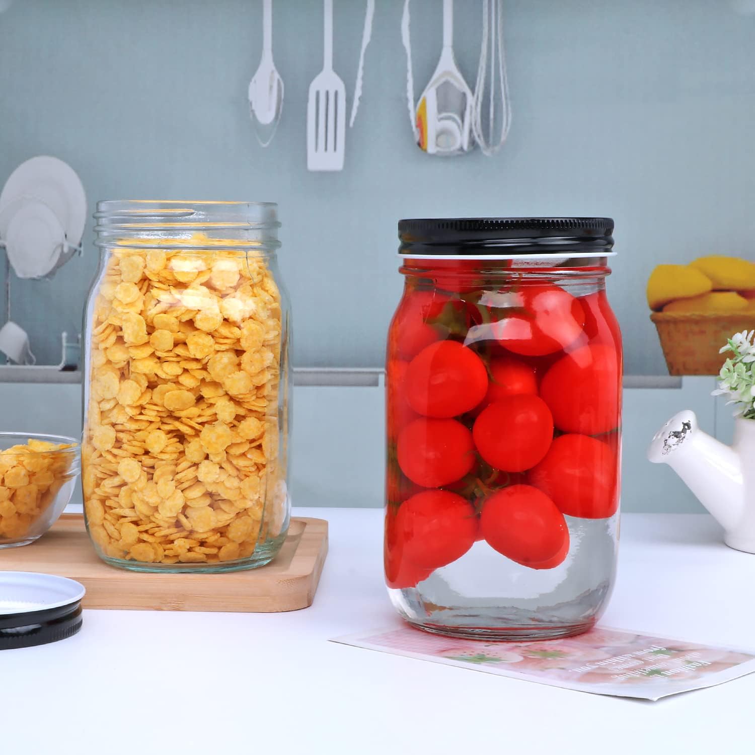 QAPPDA 32 OZ Glass Jars with Lids Set of 12