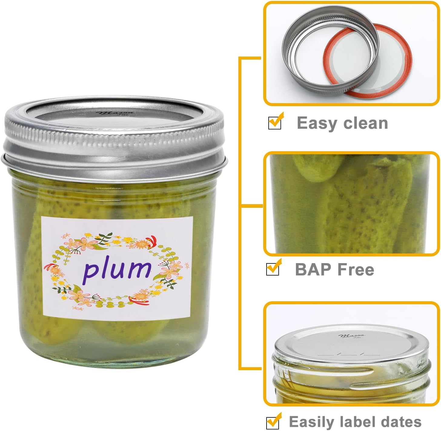Stylish 6 Oz Mason Jars Set for Kitchen Bathroom Storage