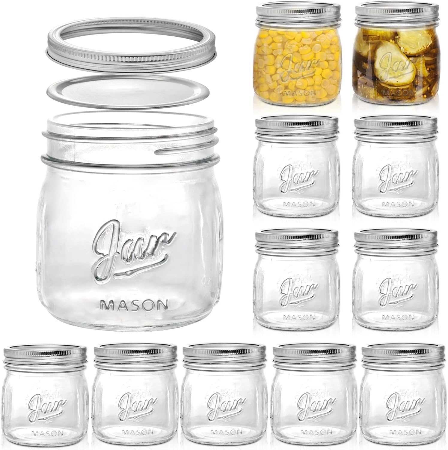 Stylish 12-Pack Mason Jars for Jam Preserves Durable Perfect Gift