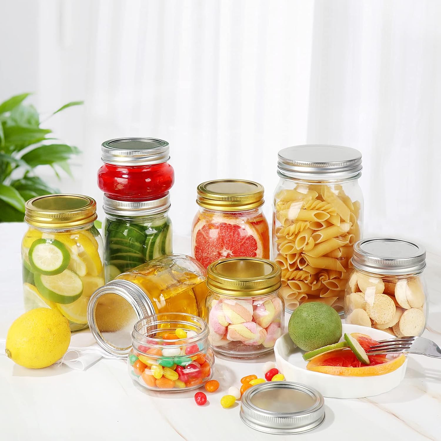 20-Piece 12oz Glass Mason Jars with Silver Lids