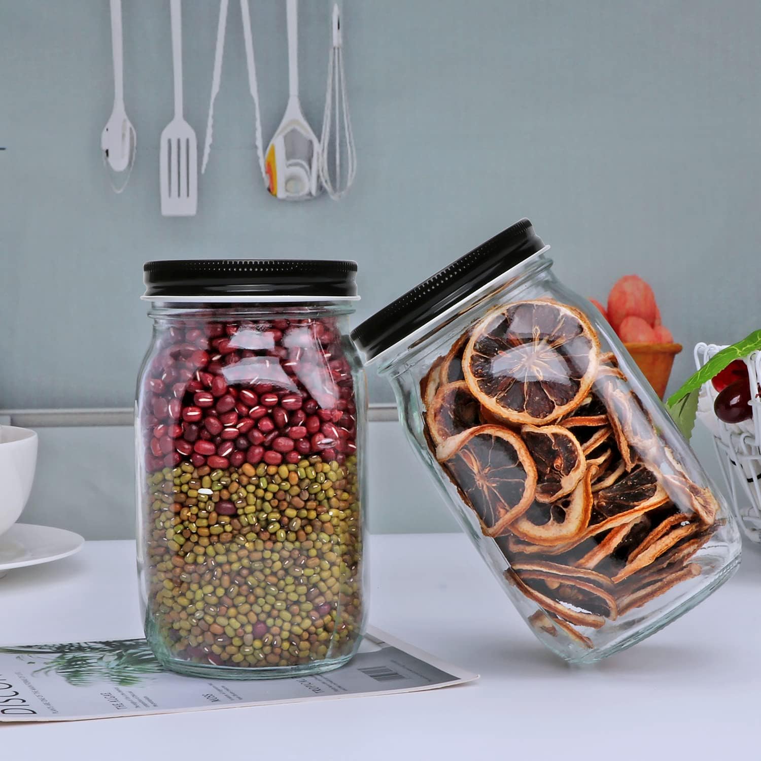 QAPPDA 32 OZ Glass Jars with Lids Set of 12