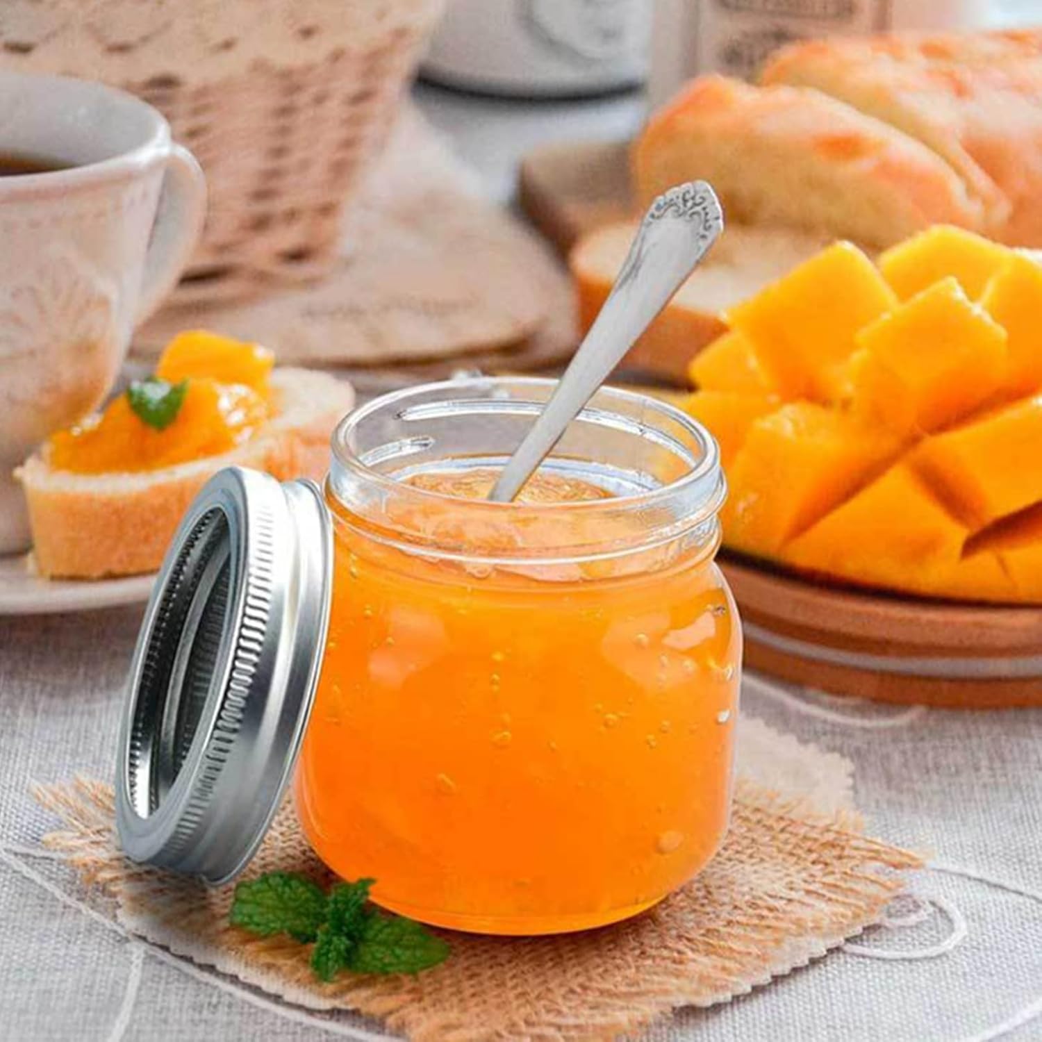 Stylish 12-Pack Mason Jars for Jam Preserves Durable Perfect Gift