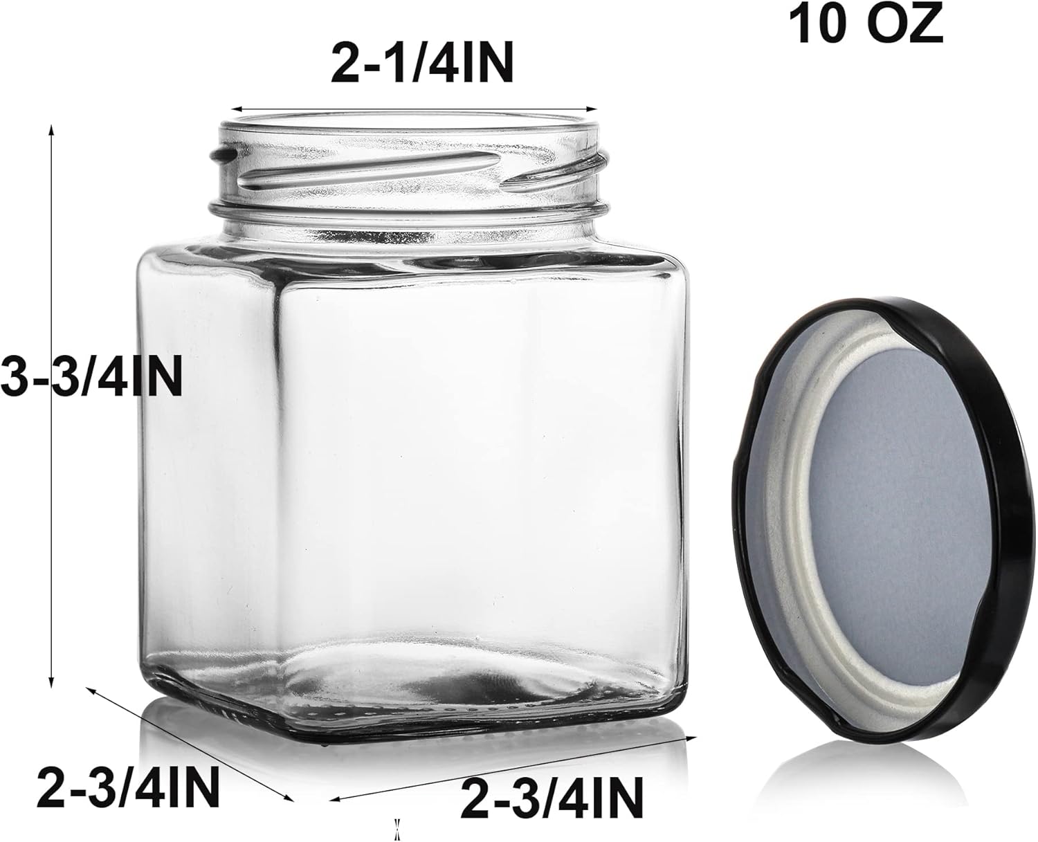 Premium 15-Piece Square Glass Jars for Jam Spices and Crafts