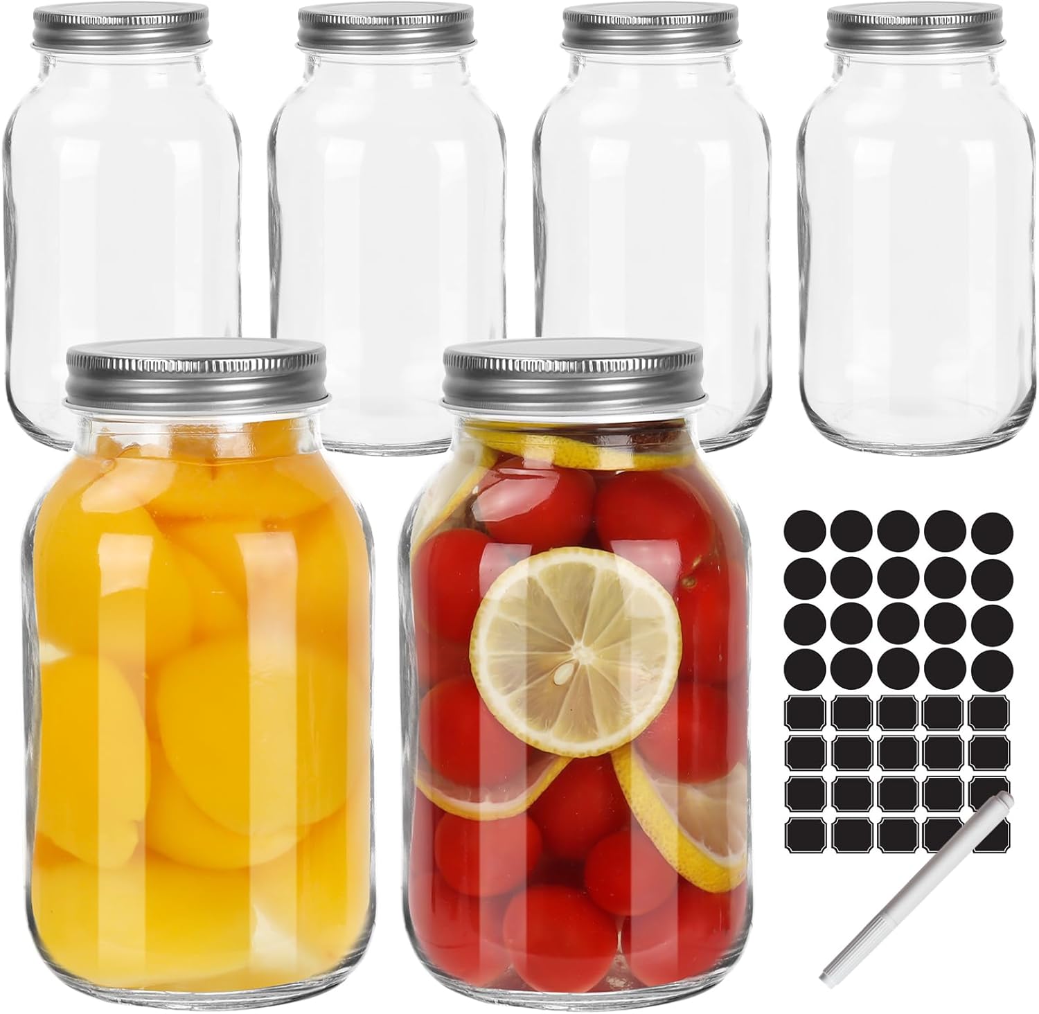 Keketin 32 oz Mason Jars with Airtight Lids 6 Pack