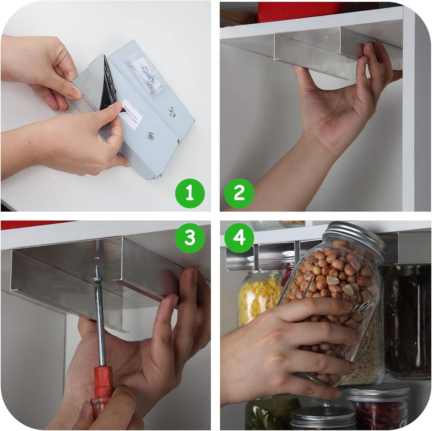 Space-Saving Mason Jar Organizer for Home Kitchen