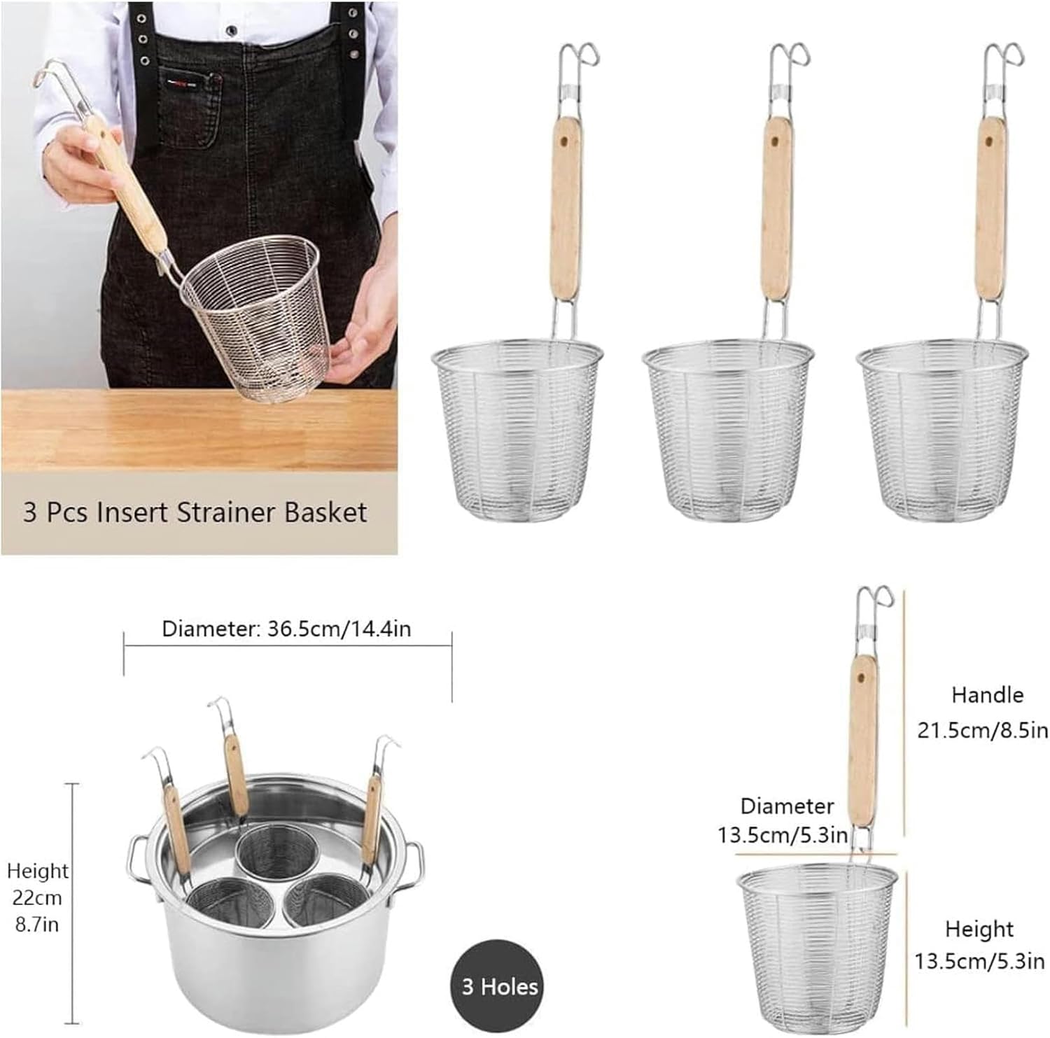 Stainless Steel Pasta Cooker with Insert Baskets for Noodles and Soups