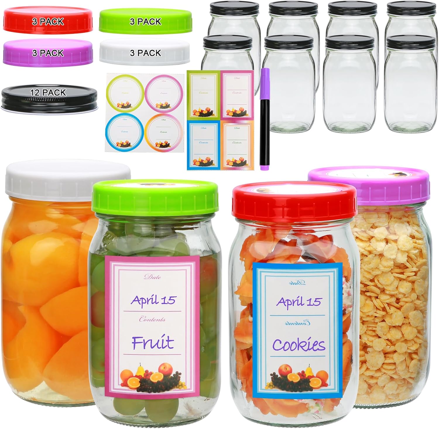 32oz Glass Mason Jars 12 Pack