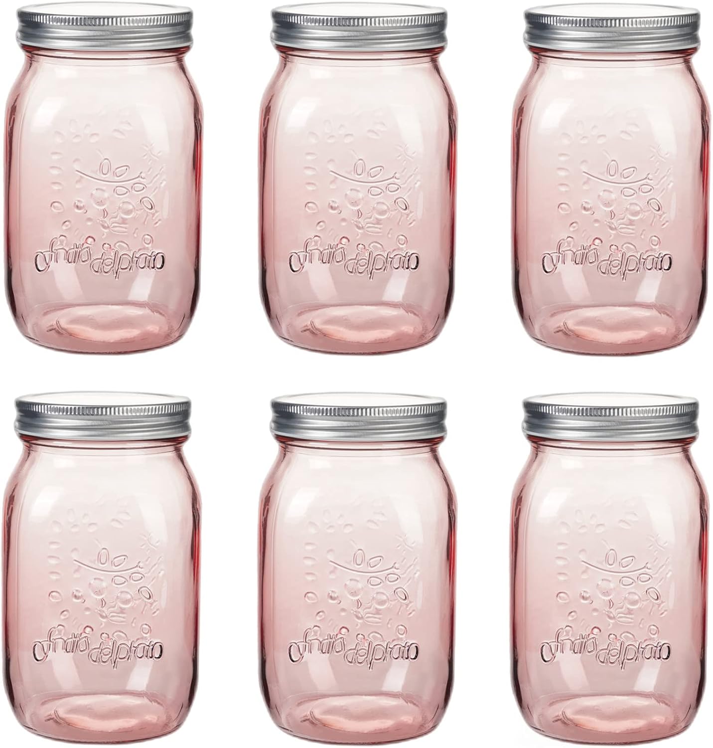 Amzcku Rose-Pink Mason Jars 6-Pack