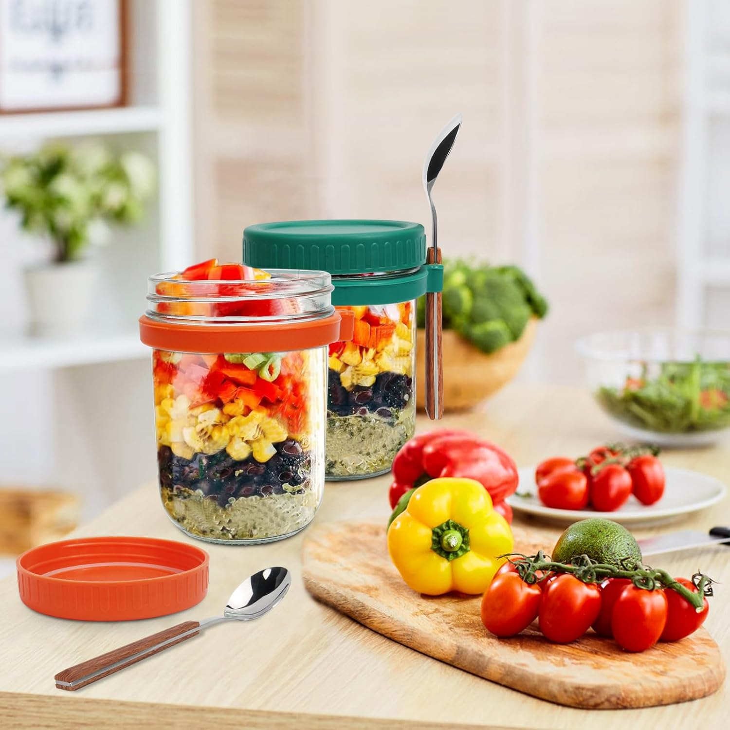 Yuleer 6 Pack Overnight Oats Containers with Lids and Spoons
