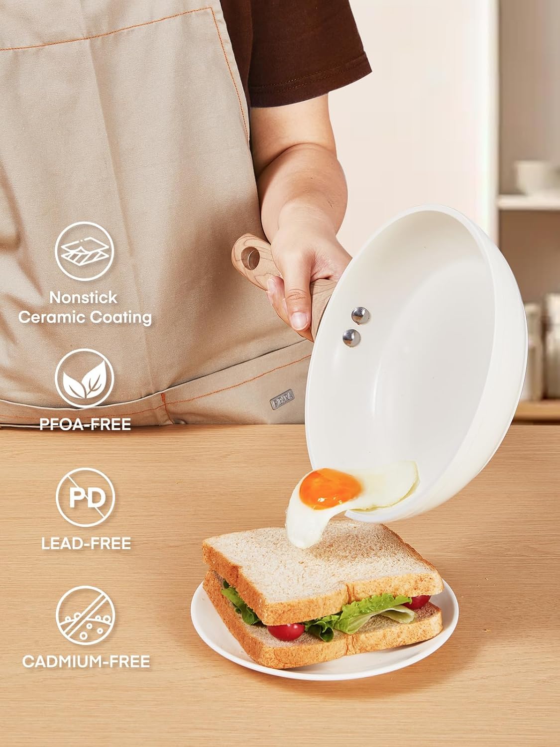FOHERE 15-Piece Cookware Set Durable Kitchen Cooking Non-Stick Eco-Friendly