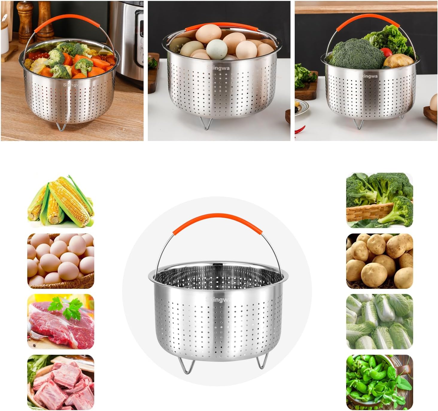 Skingwa 3Qt Stainless Steel Steamer Basket for Instant Pot
