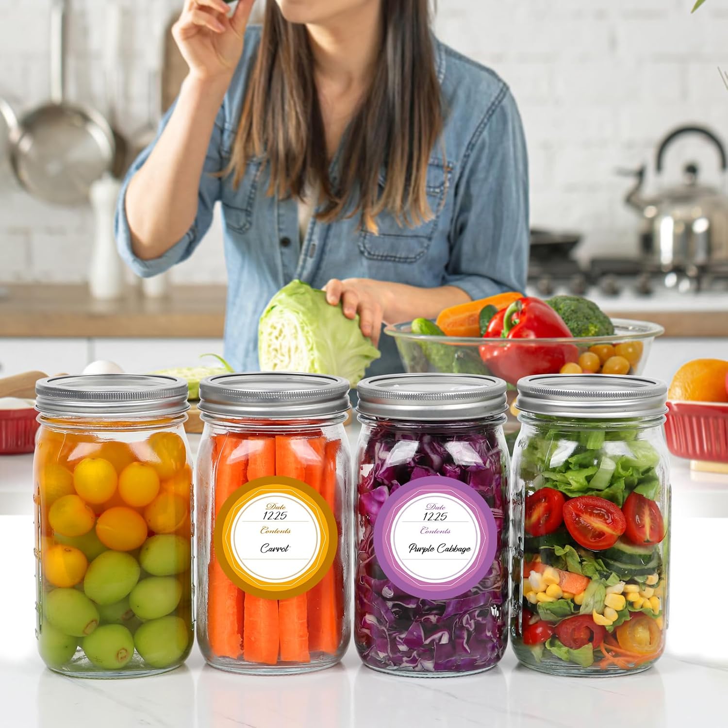 Alotpower4-Pack Wide-Mouth Mason Jars