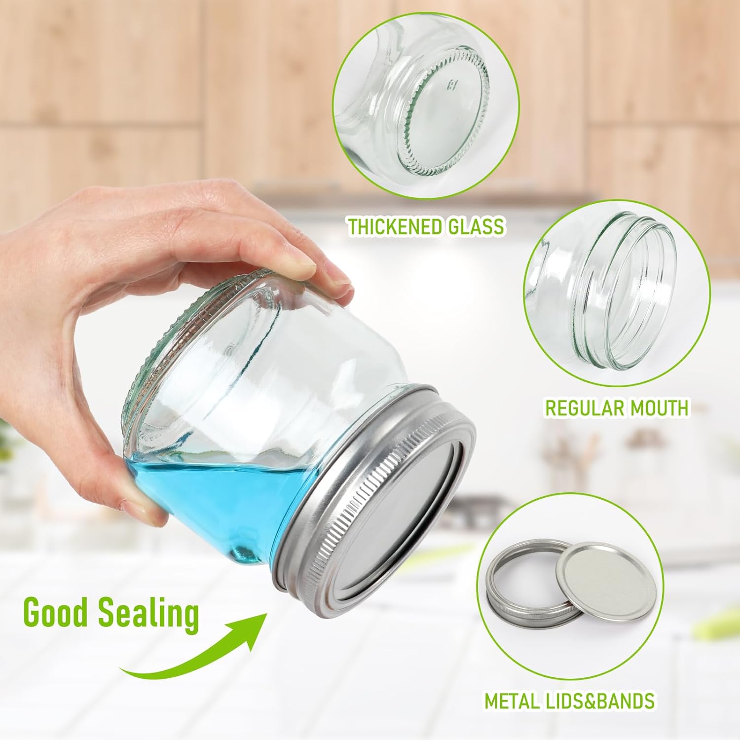 AuroTrends Mason Jars 8oz 30Pcs with Silver Lids