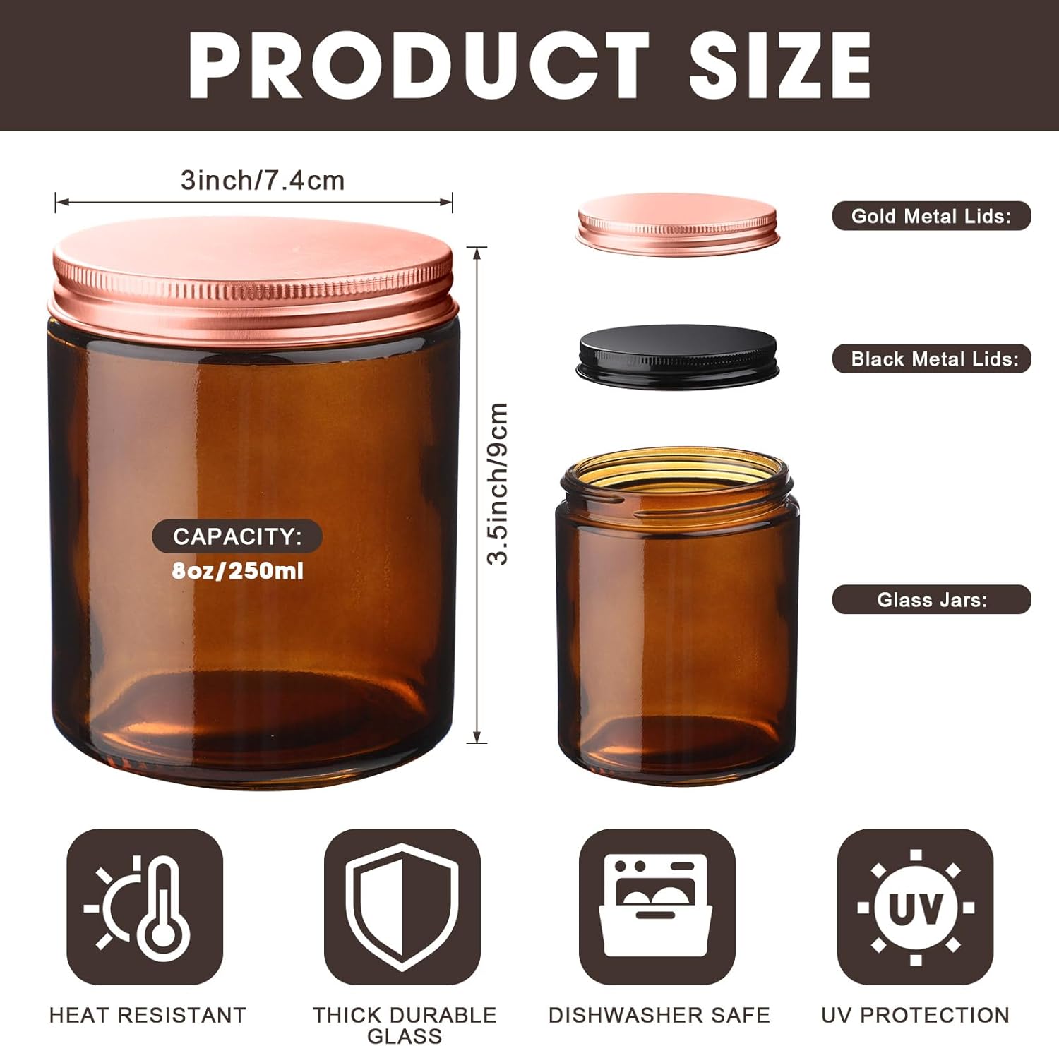 12-Piece Glass Jars for Making Candles