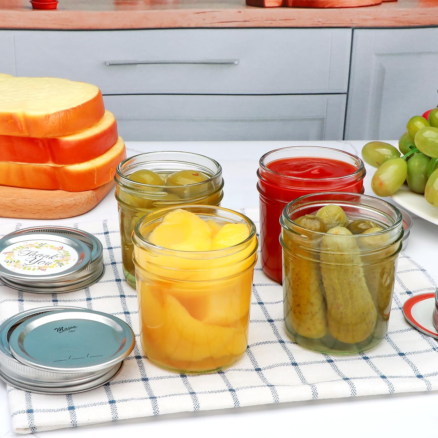 Stylish 6 Oz Mason Jars Set for Kitchen Bathroom Storage