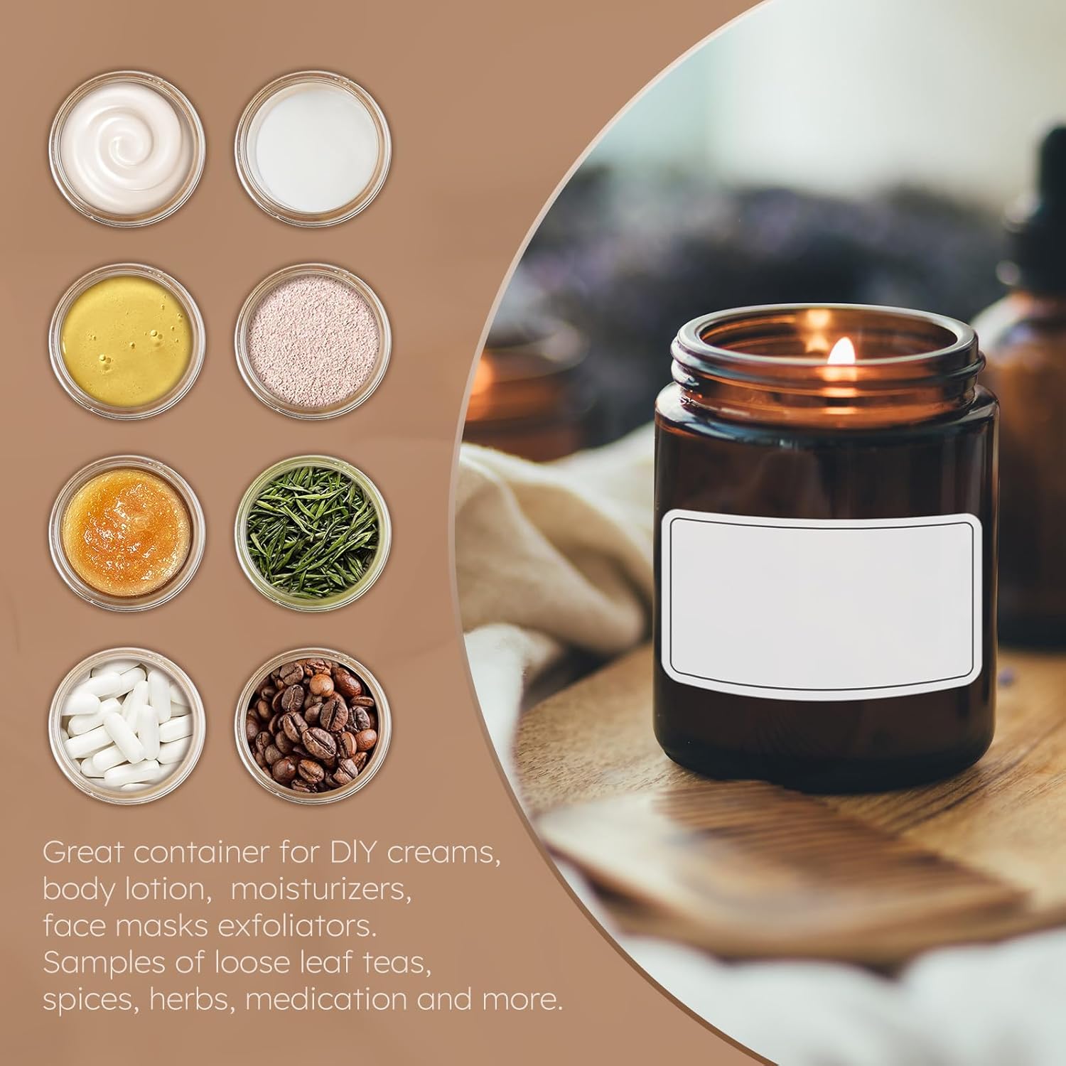 Sleek Durable 8oz Glass Candle Jars with Metal Lids for Samples