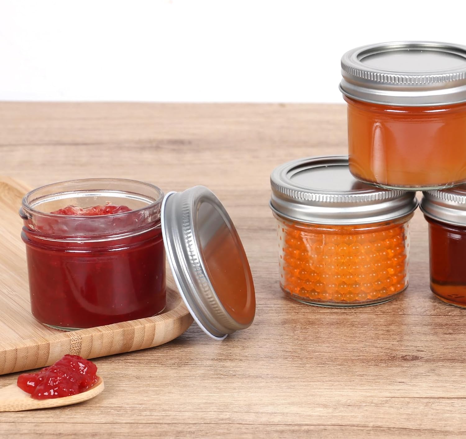 Haneye Small Mason Jars 8 Pack 4oz with Lids