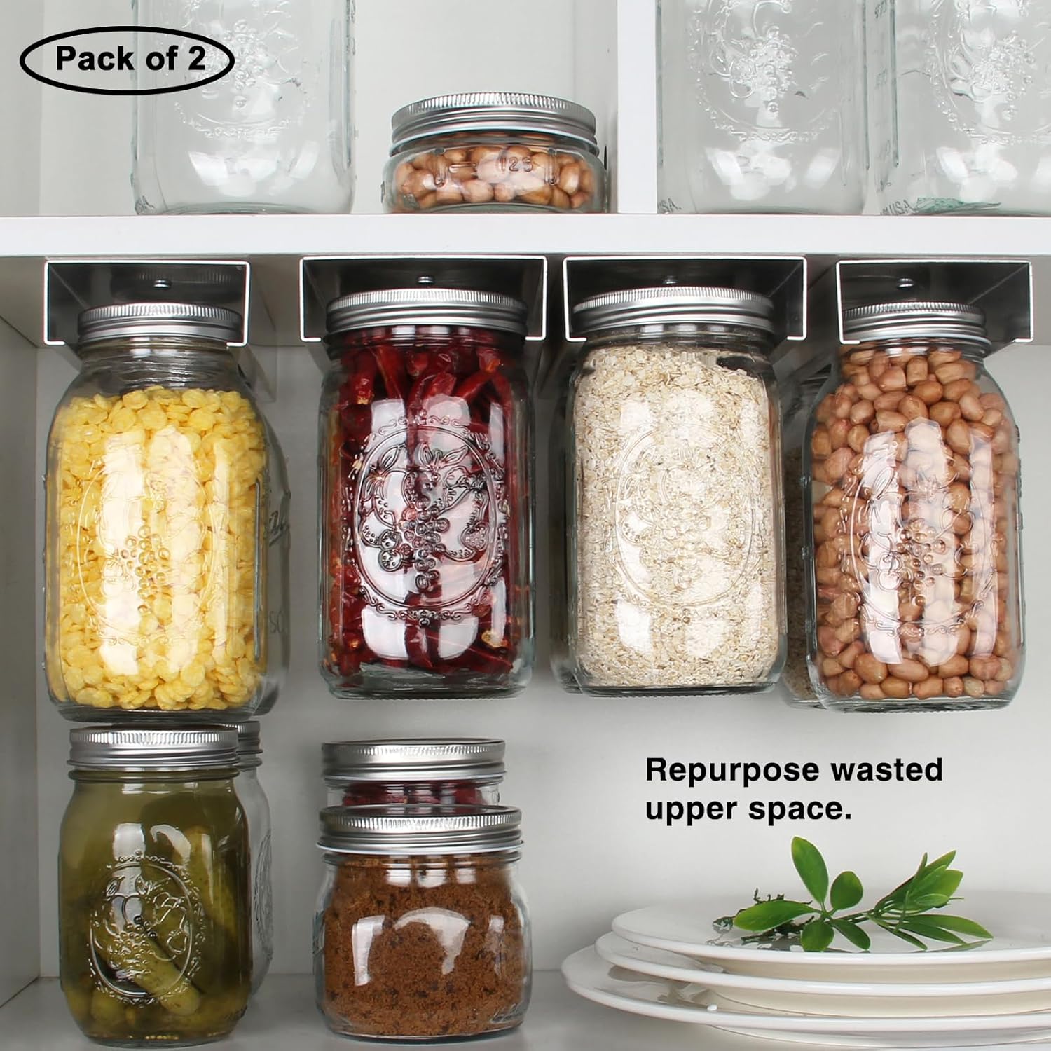 Space-Saving Mason Jar Organizer for Home Kitchen