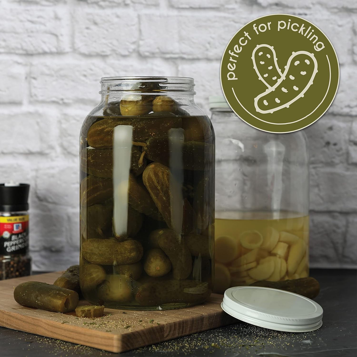 Kitchentoolz 1 Gallon Glass Mason Jars with Metal Airtight Lids 4-Pack
