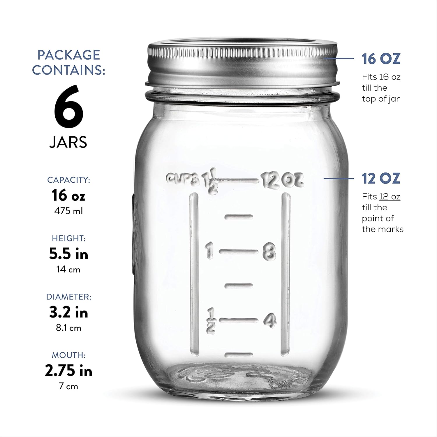 Paksh Novelty Mason Jars 6-Pack 16 oz - Preserve and Style Your Tables