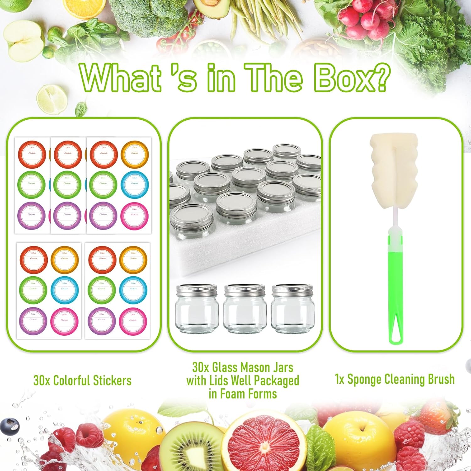 AuroTrends Mason Jars 8oz 30Pcs with Silver Lids